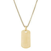 Gold Vermeil Sterling Silver Plain Dog Tag on 20 Rounded Box Link Chain